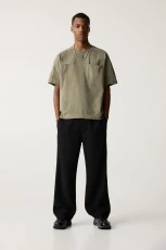 Pleated Fabric Jogger Trousers - Black