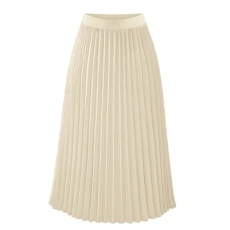 Pleated Swing Skirt in Medium A-line for Women with High Elastic Waist Skirts Women's Sexy Pleated Skirt Women's Midi Women's Skirt A-line Pleated Skirt High Waist, beige, XL