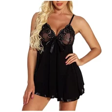 Plus Size Lingerie Set Sexy Women UK Deals,Chemise Nighties Teddy Babydolls Mesh Nightwear Set See Through Bodysuit Negligee Sleepwear Nightwear Nightdress with Thongs G-String Size 8-24 Black