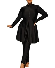 Plus Size Swimsuit Hooded Full Cover Swimwear Women 2-Piece Rash Guard Bathing Suit Modest Burkini Beachwear Plus Size Swimsuit Hooded Full Cover Swimwear Women 2-Piece Rash Guard Bathing Suit Modest Burkini Beachwear