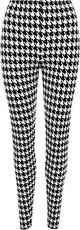 Plus Size Womens Dogtooth Long Leggings Ladies Full Black White Print - Black - 16/18