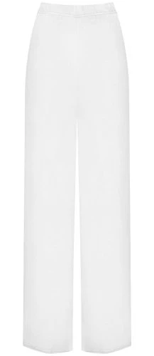 Plus Size Womens Plain Palazzo Wide Leg Flared Ladies Trousers Pants - White - 20-22