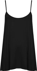 Plus Size Womens Plain Strappy Sleeveless Ladies Swing Cami Vest Top - Black - 20-22