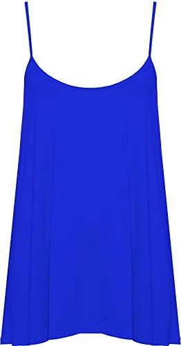 Plus Size Womens Plain Strappy Sleeveless Ladies Swing Cami Vest Top - Royal Blue - 16-18