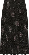 Plus Womens Elasticated Midi Skirt Ladies Spot Cirle Print Stretch New - Black Pink - 16-18