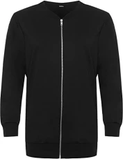 Plus Womens Quilted Look Bomber Jacket Ladies Long Sleeve Zip Up Plain New - Black - 16