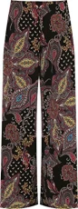Plus Womens Wide Leg Palazzo Trouser Pants Ladies Flared Paisley Print Stretch - Black - 20-22