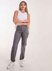 Pocket Detail Wide Leg Cargo Pants late - Slate Pocket Detail Wide Leg Cargo Pants late - Slate