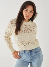 Pointelle Knit Crop Jumper / STONE