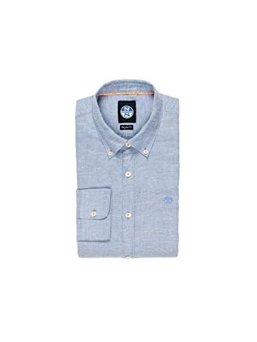 Polka-Dot Men's Shirt in Cotton Regular Fit with Button Down Collar and Straight Back Yoke - M