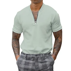 Polo Neck Top for Men Hawaiian Graphic and Tropical Holiday Father's Day Polo Neck Summer Polo Shirt Breathable with with Pocket Relaxed Fit Sweatshirts for Women UK Grey