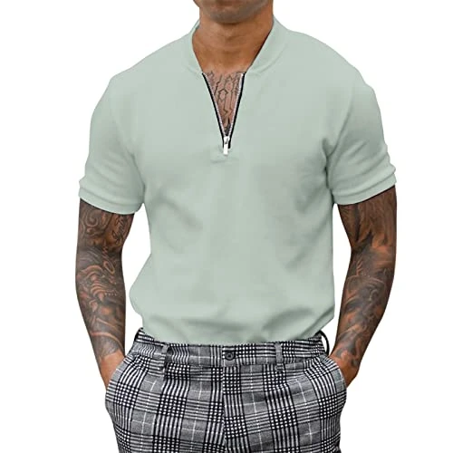 Polo Neck Top for Men Hawaiian Graphic and Tropical Holiday Father's Day Polo Neck Summer Polo Shirt Breathable with with Pocket Relaxed Fit Sweatshirts for Women UK Grey