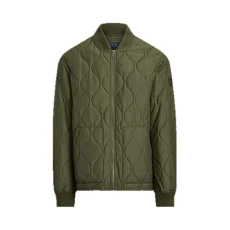 Polo Quilted Bomber Jacket Green Men Full Zip lightweight Size Medium M