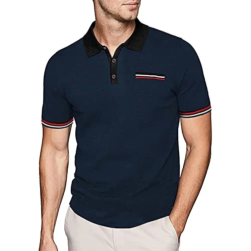 Polo Shirt Men's Short Sleeve Shirt Men Slim Fit Men Spring and Summer Fashion Loose Zip 3D Digital 