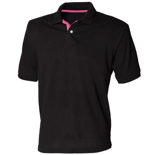 Polo Shirt Short Sleeve Men's, Black/Fuchsia, L