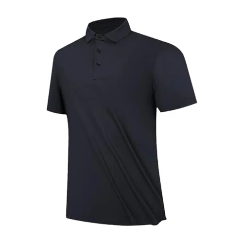 Polo Shirts for Men UK Summer Short Sleeve Tops Quick-Dry Ice Silk Polo T Shirts Solid Lapel Golf Sh