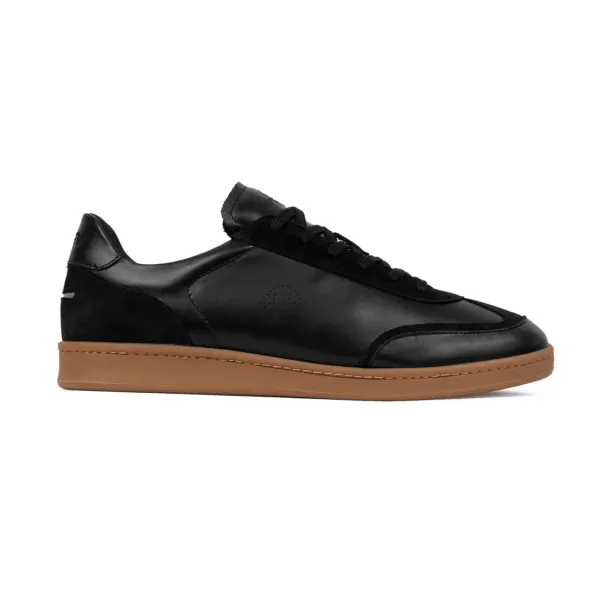 Portelet Leather Black / Gum Trainers, Mens / UK / Leather / Suede / Black