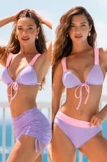 Powdered Petal Two-Toned Piece Bikini Set - Purple