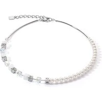 Precious Fusion Silver Pearl White Cubes Necklace - 42cm