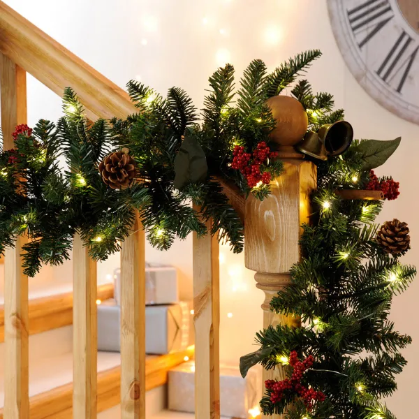 Prelit Cinnamon & Berry Garland 270cm - Green