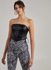 Premium Leather Look Corset Black
