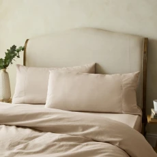 Premium Linen Superking Housewife Pillowcases Stone - Beige