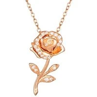 Princess Belle Crystal Rose Necklace - Rose Gold