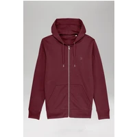 Printed P Zip-Up Hoodie Burgundy S Hoodies Tops Unisex Genderless Sustainable