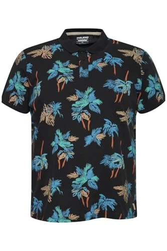 Printed Short Sleeve Polo Shirt for Men's (20717095) Black 4XL