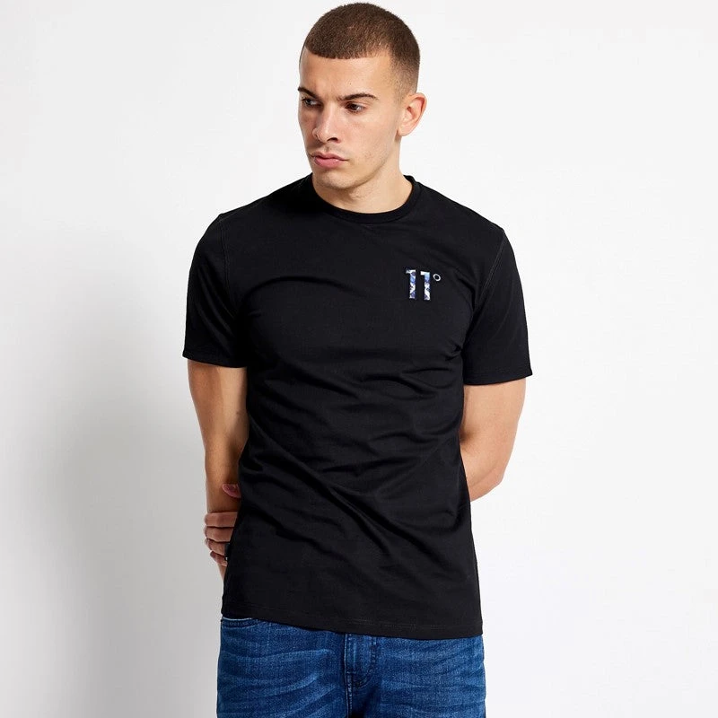 Printed Sleeve Cuff Logo T-Shirt - Black / Aztec AOP