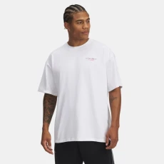Project Rock Heavyweight Mens Short Sleeve White / Racer Red