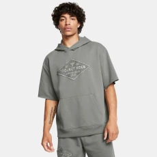 Project Rock Heavyweight Tools Of The Trade Mens Short Sleeve Hoodie Clay Green / Clay Green