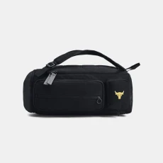 Project Rock Mens Duffle Backpack Black / Black / Metallic Gold OSFM