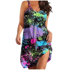 Prom Dress Cocktail Dresses for Women Evening Party Womens Sexy Wrap Sleeveless Slip Cocktail Dress Party Cocktail Maxi Dress Trendy Beach a Line Tunic Dress,Purple,3XL