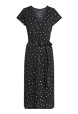 PRTBORARAS Women's Stretch Wrap Dress, true black, S