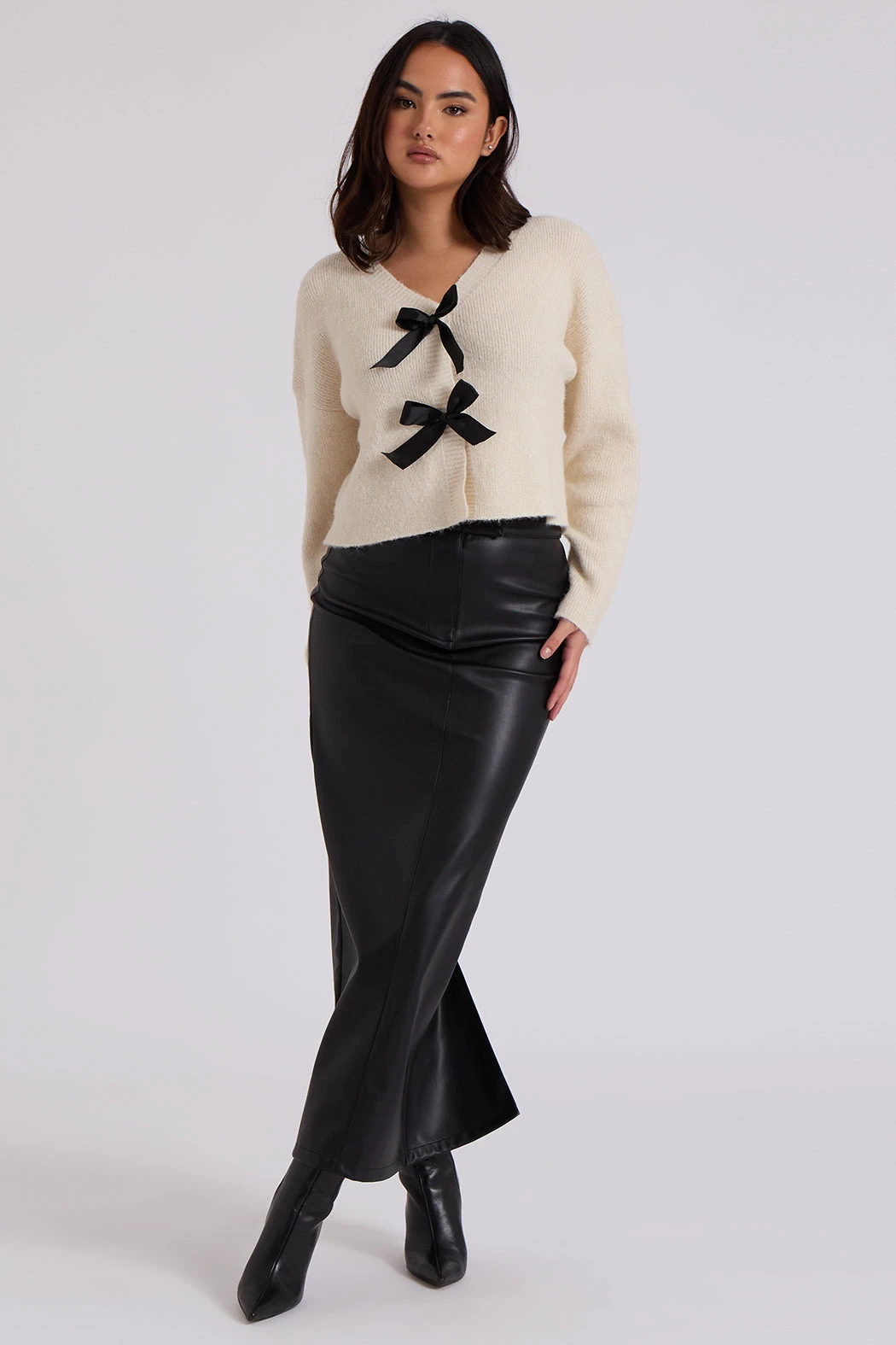 PU Split Back Skirt /