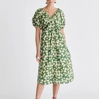 Puff sleeve twist dress