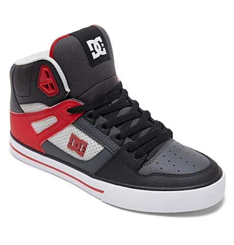 Pure High-Top - Leather High-Top Shoes - Leather High-Top Shoes - Men Grey Red