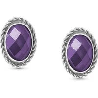 Purple CZ Silver Earrings