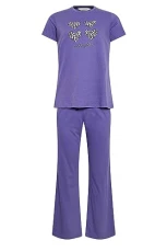 Purple 'Wild Night In' Slogan Leopard Heart Print Pyjama Set Petite Purple 'Wild Night In' Slogan Leopard Heart Print Pyjama Set Petite