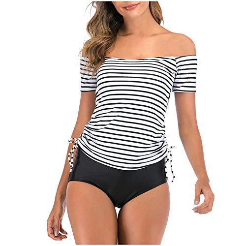 Push Up Bikini Set Women's Bikini Women's Halterneck Bikini with String Bikini High Waist Tankini Top Monokini String Monokini Women's Push Up Retro Bikini High Waist, White, XXXL