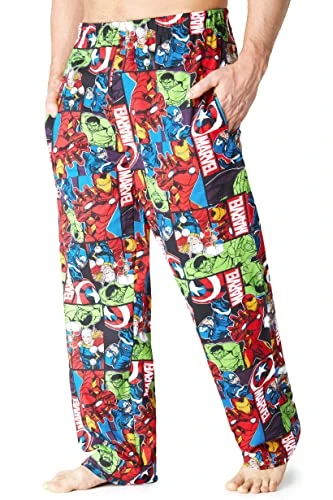 Pyjama Bottoms Men - Avengers PJ Pants 100% Cotton Nightwear - Official Merchandise (L, Multi