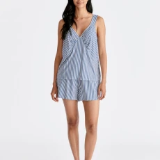Pyjama vest top set with matching overnight pouch