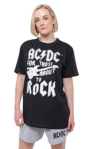 Pyjamas for Those About to Rock Guitar Band Logo Official Black Unisex L