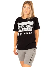 Pyjamas For Women | Adults Portrait Black T Shirt With Charcoal Logo Cycle Shorts | TV Show Loungewear Merchandise Pyjamas For Women | Adults Portrait Black T Shirt With Charcoal Logo Cycle Shorts | TV Show Loungewear Merchandise