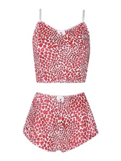 Pyjamas for Women Cute 2 Piece Ladies Summer Soft PJ Set Sleeveless Camisole and Booty Sleep Shorts Red M Pyjamas for Women Cute 2 Piece Ladies Summer Soft PJ Set Sleeveless Camisole and Booty Sleep Shorts Red M