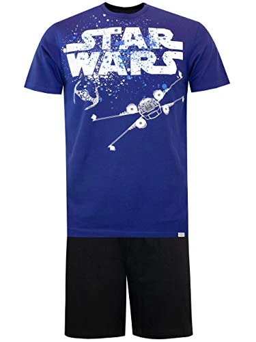 Pyjamas | Short Sleeve Mens Pyjamas Set | Cotton Men's Nightwear Blue Large