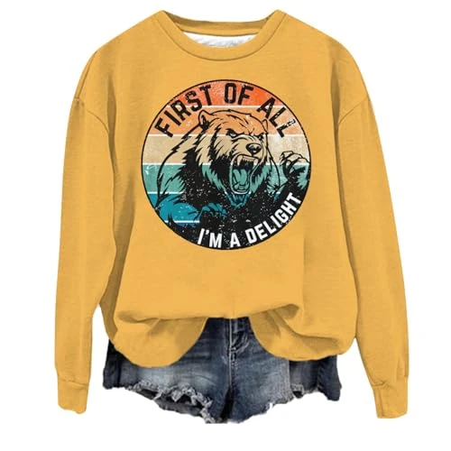 Quarter Zip Sweatshirt Women Christmas Jumper Dress Womens Winter Jumpers Women's Faux Fur Gilet Bomber Jacket Women Cat Hoodie Fleece Top Winter Coats for Women （Yellow, L