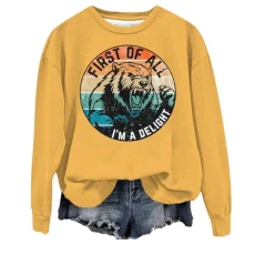 Quarter Zip Sweatshirt Women Christmas Jumper Dress Womens Winter Jumpers Women's Faux Fur Gilet Bomber Jacket Women Cat Hoodie Fleece Top Winter Coats for Women （Yellow, L