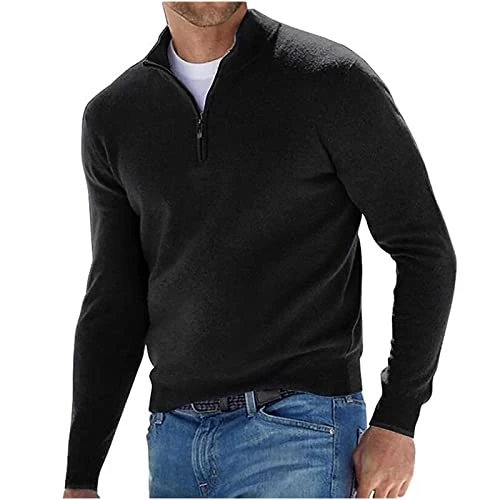 Quarter Zipper Jumper Mens Solid Knitwear Stylish Cashmere Sweater Men Long Sleeve Tops Men Basic T-